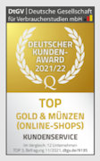 TOP Online-Shop Auszeichnung für Gold & Münzen